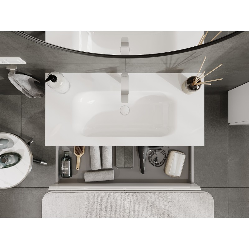 Mexen Orio Bathroom Cabinet 100 cm with Vela Sink, 2 Drawers, White Gloss - 91A10-10047-2-BFF00-W23M00