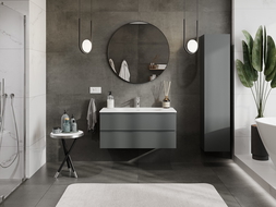 Mexen Orio 100 cm Bathroom Cabinet with Vela Sink, 2 Drawers, Matte Graphite/Matte White - 91A10-10047-2-BFF66-W23M01