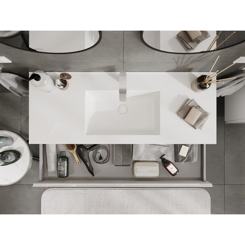 Mexen Orio 120 cm bathroom cabinet with Otis sink, 1 drawer, white gloss - 91A10-12023-1-BF00-W18M00