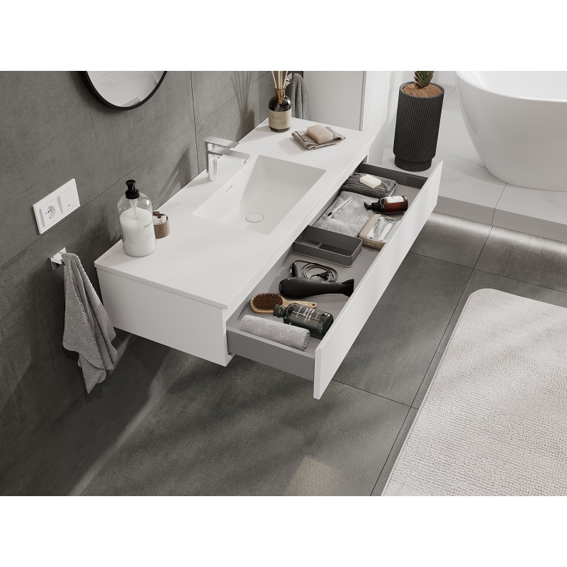Mexen Orio 120 cm bathroom cabinet with Otis sink, 1 drawer, white matte - 91A10-12023-1-BF01-W18M01