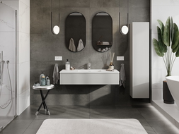 Mexen Orio bathroom cabinet 120 cm with Otis sink, 1 drawer, grey matt/white matt - 91A10-12023-1-BF62-W18M01