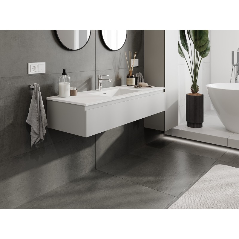 Mexen Orio bathroom cabinet 120 cm with Otis sink, 1 drawer, grey matt/white matt - 91A10-12023-1-BF62-W18M01