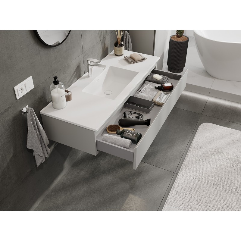 Mexen Orio bathroom cabinet 120 cm with Otis sink, 1 drawer, grey matt/white matt - 91A10-12023-1-BF62-W18M01