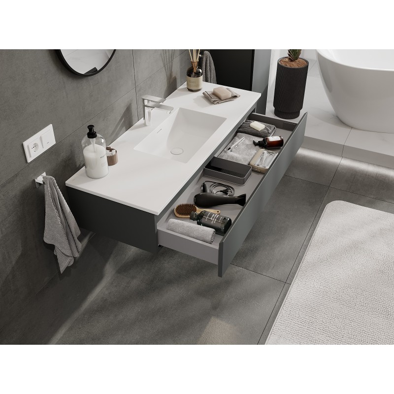 Mexen Orio 120 cm Bathroom Cabinet with Otis Sink, 1 Drawer, Matte Graphite/Matte White - 91A10-12023-1-BF66-W18M01