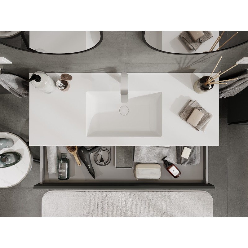 Mexen Orio 120 cm Bathroom Cabinet with Otis Sink, 1 Drawer, Matte Graphite/Matte White - 91A10-12023-1-BF66-W18M01