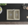 Mexen Carlos granite sink 1.5-bowl 582 x 475 mm, beige, chrome siphon - 6518581500-69