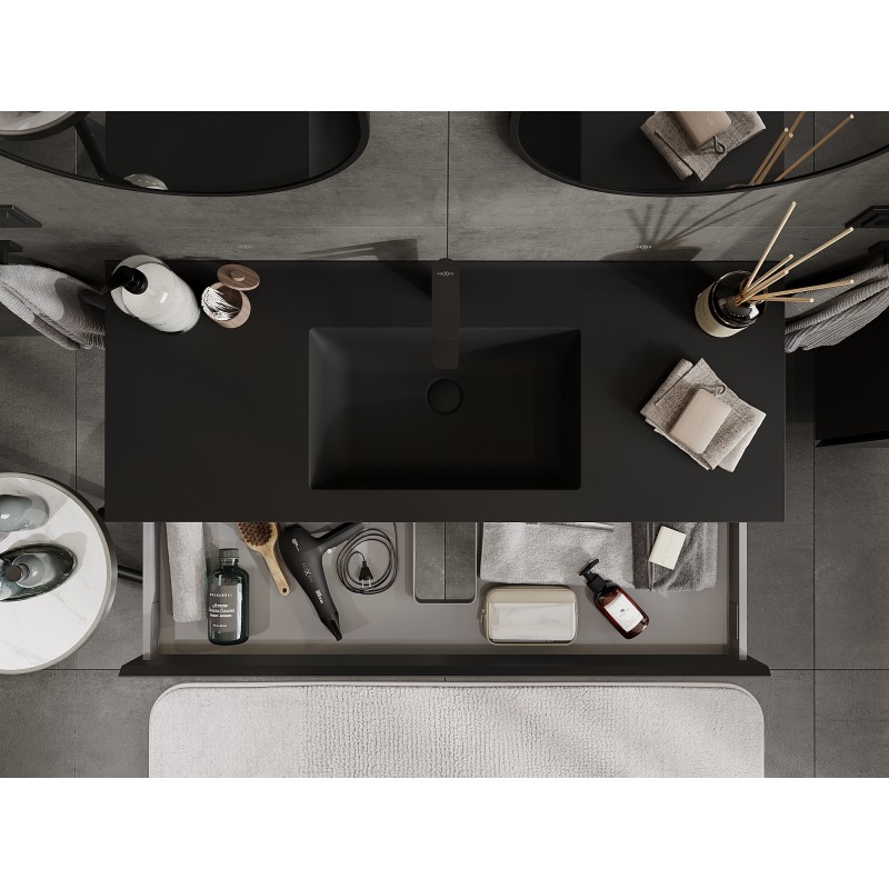 Mexen Orio 120 cm Bathroom Cabinet with Otis Washbasin, 1 Drawer, Black Matte - 91A10-12023-1-BF71-W18M71