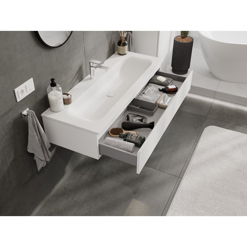 Mexen Orio bathroom cabinet 120 cm with Vela basin, 1 drawer, white matte - 91A10-12023-1-BF01-W23M01