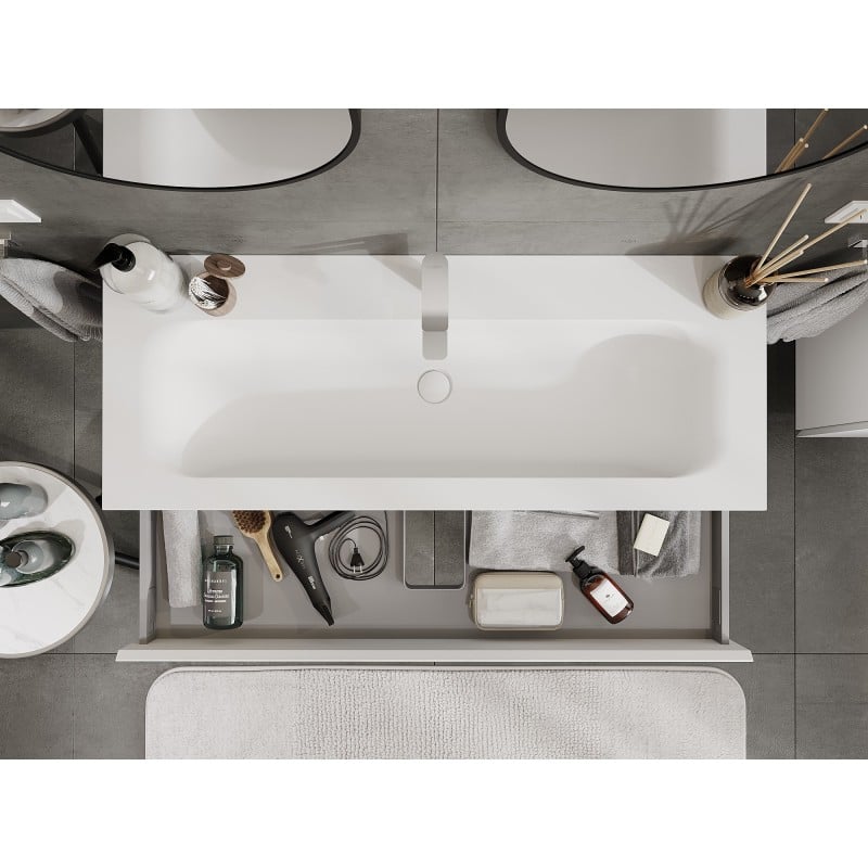 Mexen Orio bathroom cabinet 120 cm with Vela basin, 1 drawer, white matte - 91A10-12023-1-BF01-W23M01