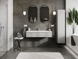 Mexen Orio bathroom cabinet 120 cm with Vela sink, 1 drawer, grey matte/white matte - 91A10-12023-1-BF62-W23M01