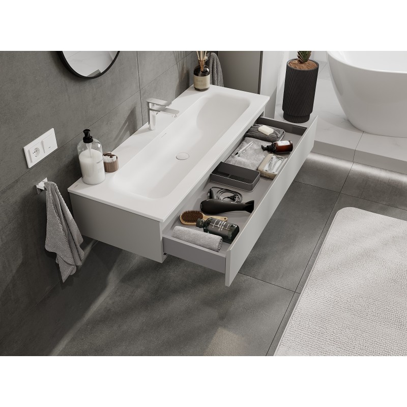 Mexen Orio bathroom cabinet 120 cm with Vela sink, 1 drawer, grey matte/white matte - 91A10-12023-1-BF62-W23M01