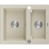 Mexen Carlos 1.5-bowl granite sink 582 x 475 mm, beige, chrome siphon - 6518581500-69