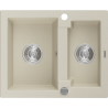 Mexen Carlos granite sink 1.5-bowl 582 x 475 mm, beige, chrome siphon - 6518581500-69