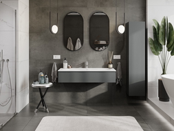 Mexen Orio Bathroom Cabinet 120 cm with Vela Sink, 1 Drawer, Matte Graphite/Matte White - 91A10-12023-1-BF66-W23M01
