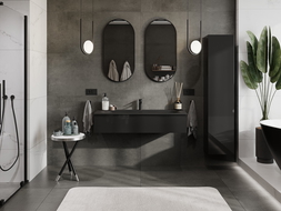 Mexen Orio bathroom cabinet 120 cm with Vela washbasin, 1 drawer, black gloss/black matte - 91A10-12023-1-BF70-W23M71