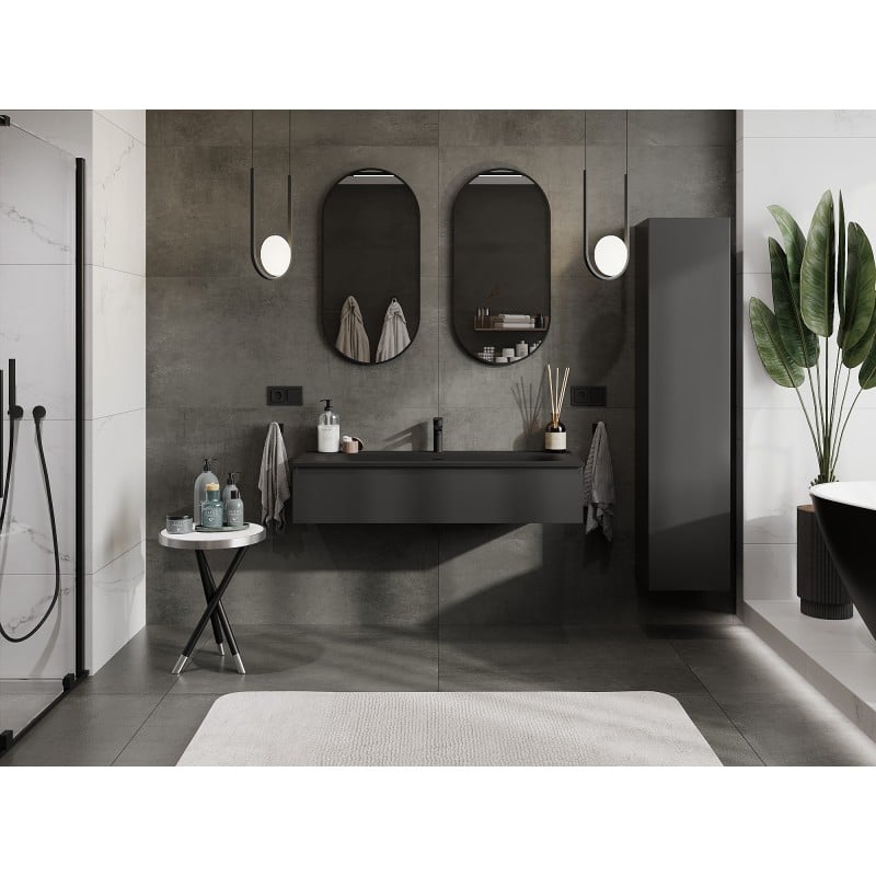 Mexen Orio bathroom cabinet 120 cm with Vela washbasin, 1 drawer, black matt - 91A10-12023-1-BF71-W23M71