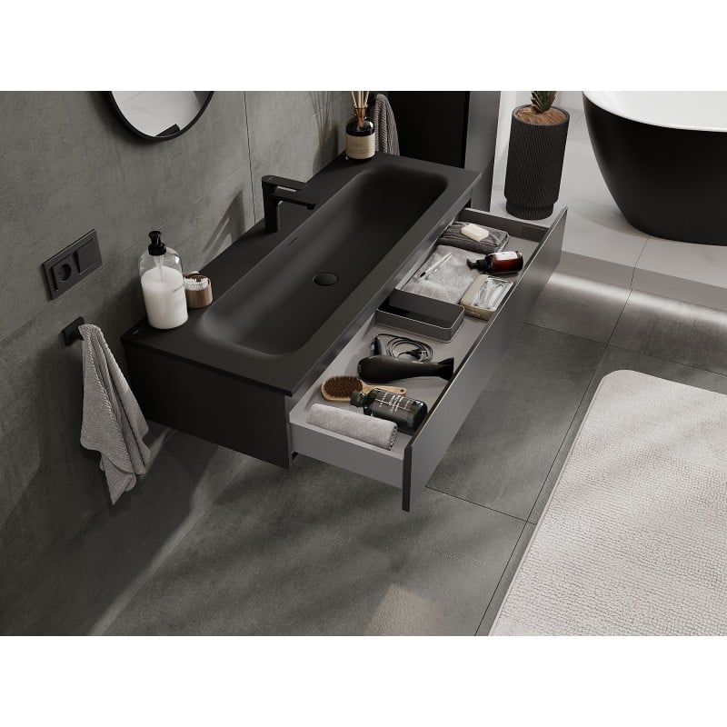 Mexen Orio bathroom cabinet 120 cm with Vela washbasin, 1 drawer, black matt - 91A10-12023-1-BF71-W23M71