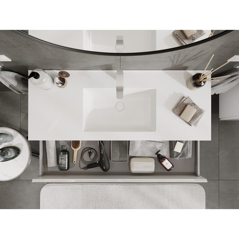 Mexen Orio bathroom cabinet 120 cm with Otis washbasin, 2 drawers, white gloss - 91A10-12047-2-BFF00-W18M00