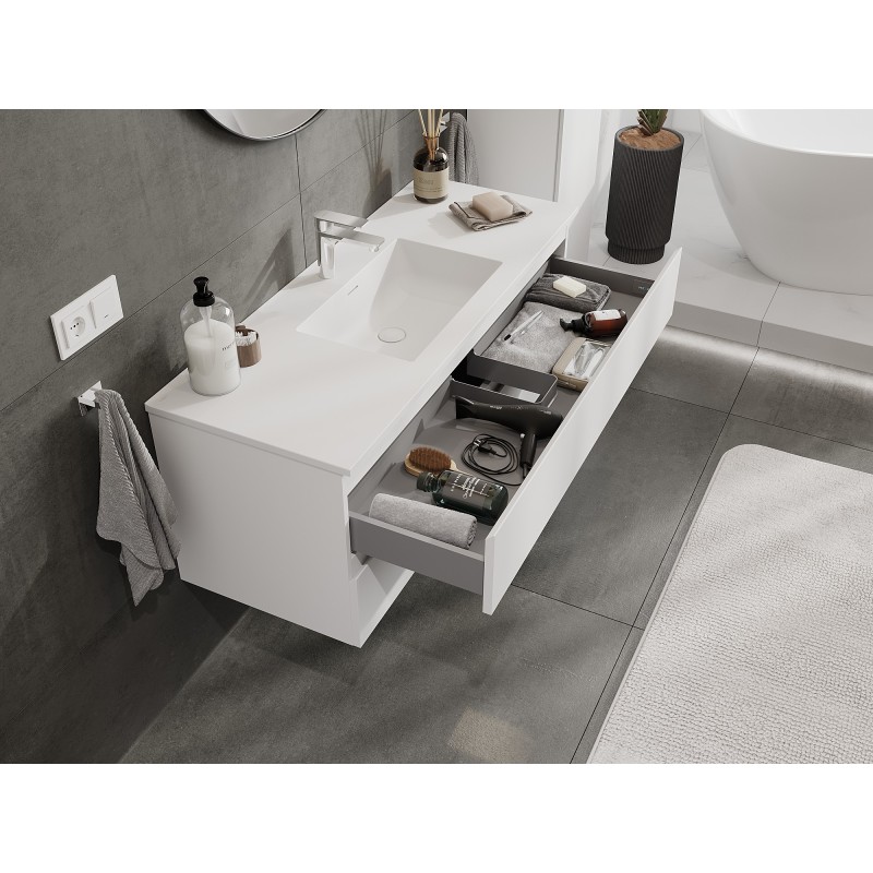 Mexen Orio bathroom cabinet 120 cm with Otis sink, 2 drawers, white matte - 91A10-12047-2-BFF01-W18M01