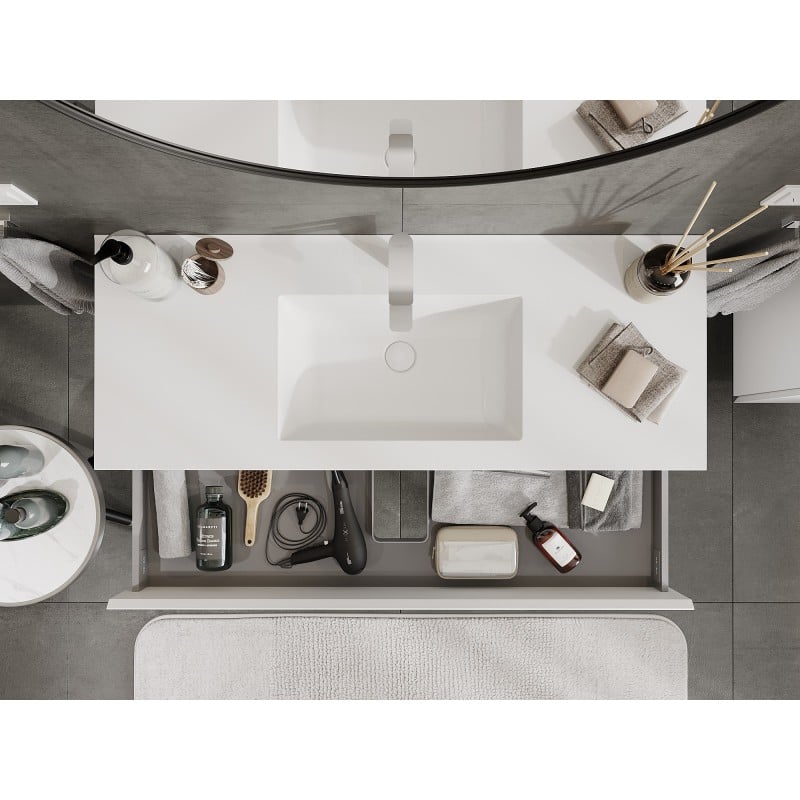 Mexen Orio bathroom cabinet 120 cm with Otis sink, 2 drawers, white matte - 91A10-12047-2-BFF01-W18M01