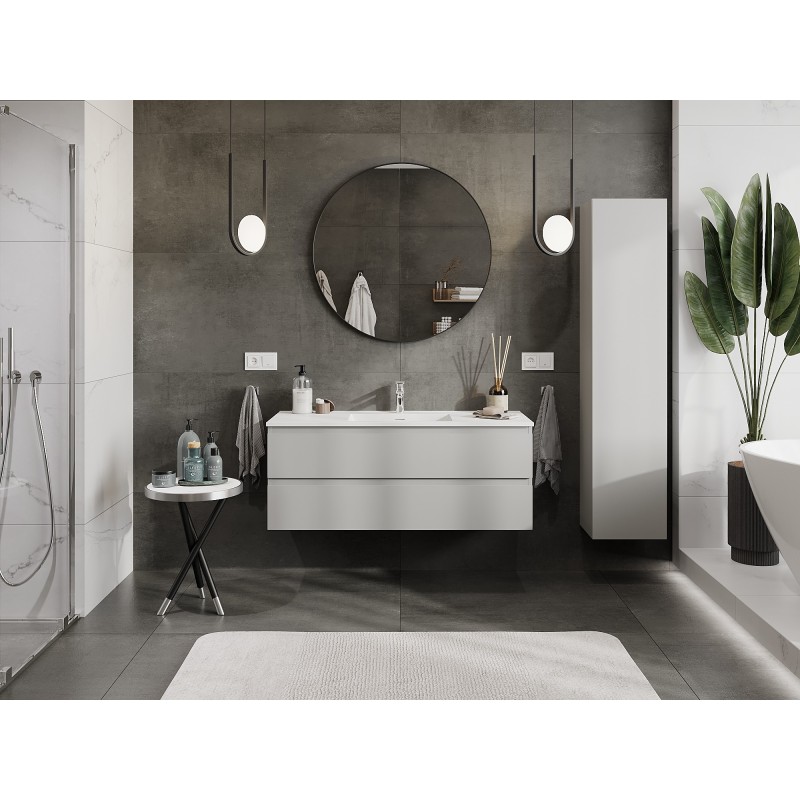 Mexen Orio bathroom cabinet 120 cm with Otis washbasin, 2 drawers, grey matt/white matt - 91A10-12047-2-BFF62-W18M01