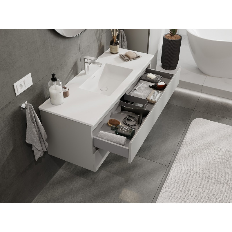 Mexen Orio 120 cm bathroom cabinet with washbasin Otis, 2 drawers, gray matte/white matte - 91A10-12047-2-BFF62-W18M01