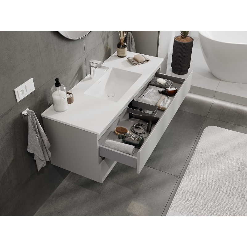 Mexen Orio bathroom cabinet 120 cm with Otis washbasin, 2 drawers, grey matt/white matt - 91A10-12047-2-BFF62-W18M01