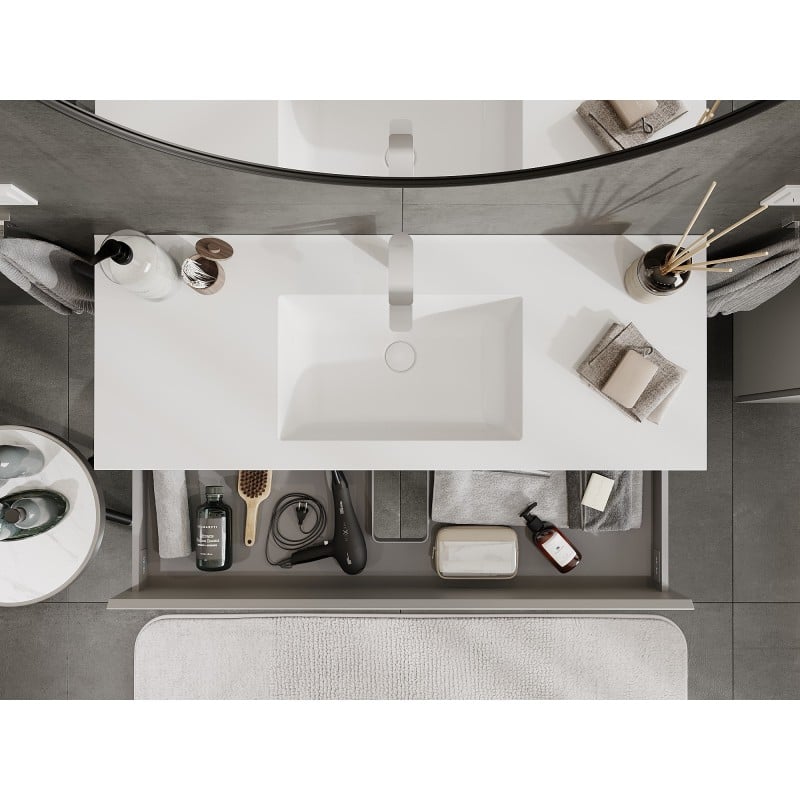 Mexen Orio bathroom cabinet 120 cm with Otis washbasin, 2 drawers, grey matt/white matt - 91A10-12047-2-BFF62-W18M01