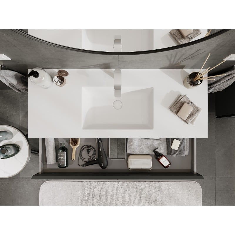 Mexen Orio bathroom cabinet 120 cm with Otis washbasin, 2 drawers, matte graphite/white matte - 91A10-12047-2-BFF66-W18M01