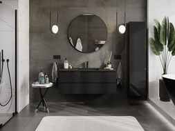 Mexen Orio 120 cm Bathroom Cabinet with Otis Washbasin, 2 Drawers, Black Gloss/Black Matte - 91A10-12047-2-BFF70-W18M71
