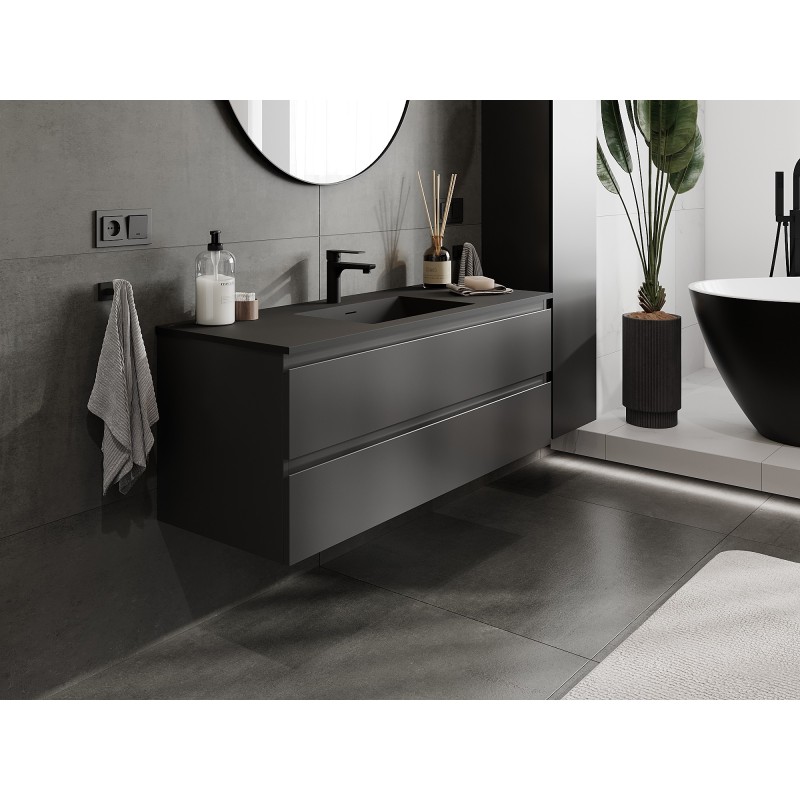 Mexen Orio 120 cm Bathroom Cabinet with Otis Sink, 2 Drawers, Black Matte - 91A10-12047-2-BFF71-W18M71