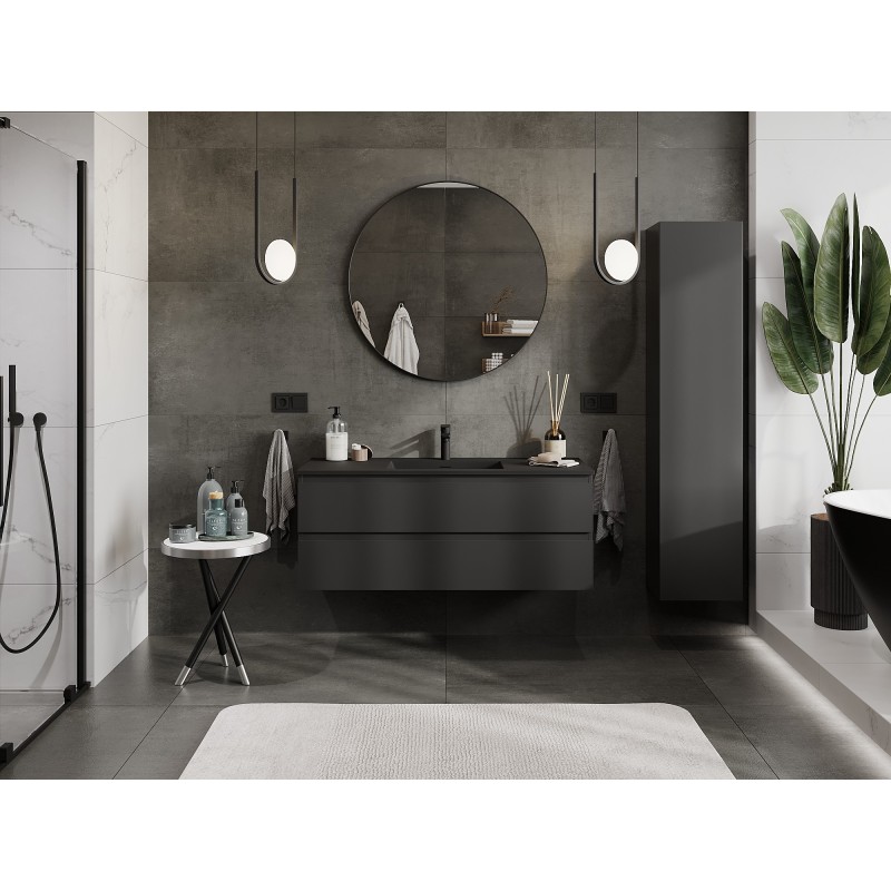 Mexen Orio 120 cm Bathroom Cabinet with Otis Sink, 2 Drawers, Black Matte - 91A10-12047-2-BFF71-W18M71