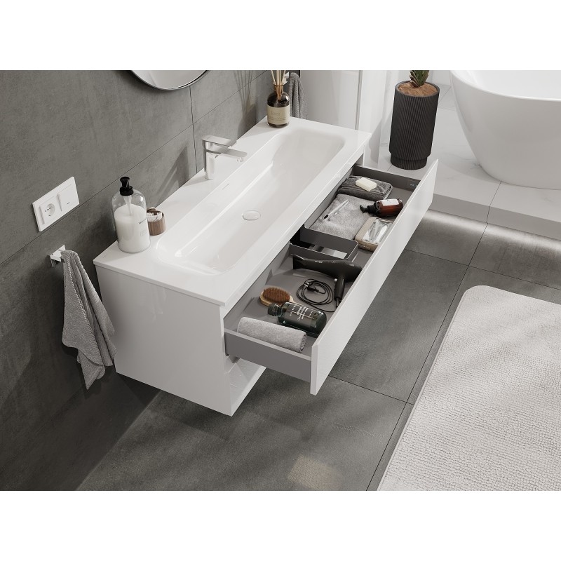 Mexen Orio bathroom cabinet 120 cm with Vela washbasin, 2 drawers, white gloss - 91A10-12047-2-BFF00-W23M00