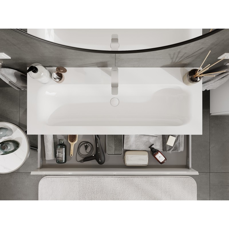 Mexen Orio bathroom cabinet 120 cm with Vela washbasin, 2 drawers, white gloss - 91A10-12047-2-BFF00-W23M00