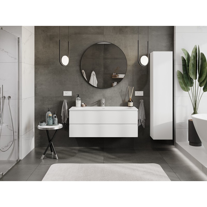 Mexen Orio 120 cm Bathroom Cabinet with Vela Basin, 2 Drawers, Matt White - 91A10-12047-2-BFF01-W23M01