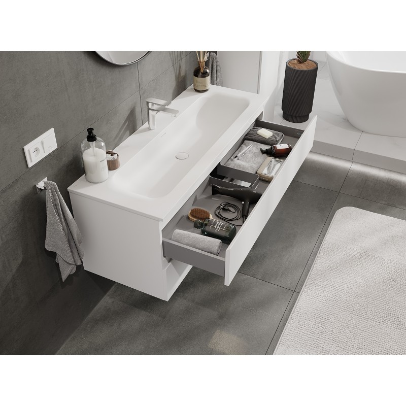 Mexen Orio 120 cm Bathroom Cabinet with Vela Basin, 2 Drawers, Matt White - 91A10-12047-2-BFF01-W23M01