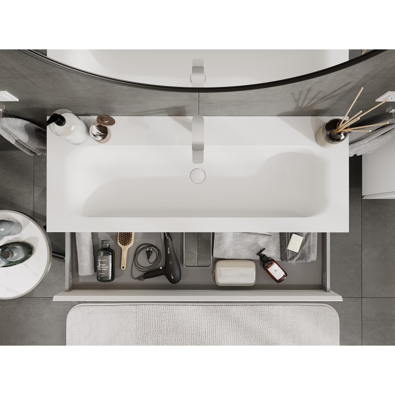 Mexen Orio 120 cm Bathroom Cabinet with Vela Basin, 2 Drawers, Matt White - 91A10-12047-2-BFF01-W23M01