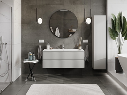 Mexen Orio bathroom cabinet 120 cm with Vela washbasin, 2 drawers, grey matt/white matt - 91A10-12047-2-BFF62-W23M01
