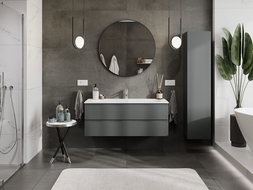 Mexen Orio bathroom cabinet 120 cm with Vela washbasin, 2 drawers, matt graphite/matt white - 91A10-12047-2-BFF66-W23M01