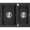 Mexen Carlos Granite Sink 1.5 Bowl 582 x 475 mm, Black/Silver Metallic, Chrome Siphon - 6518581500-73
