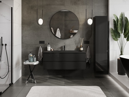 Mexen Orio 120 cm Bathroom Cabinet with Vela Sink, 2 Drawers, Black Gloss/Black Matte - 91A10-12047-2-BFF70-W23M71
