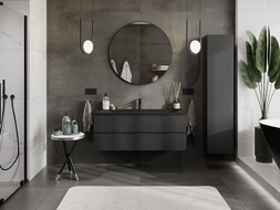 Mexen Orio bathroom cabinet 120 cm with Vela washbasin, 2 drawers, black matte - 91A10-12047-2-BFF71-W23M71