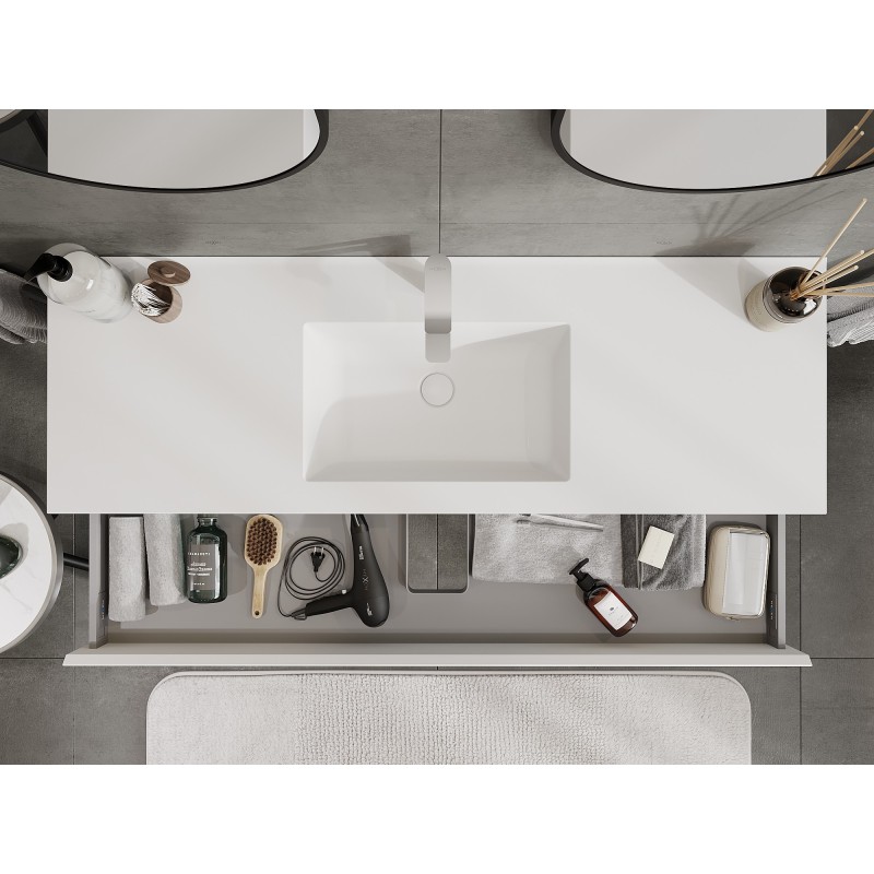 Mexen Orio bathroom cabinet 140 cm with Otis washbasin, 1 drawer, white matte - 91A10-14023-1-BF01-W18M01