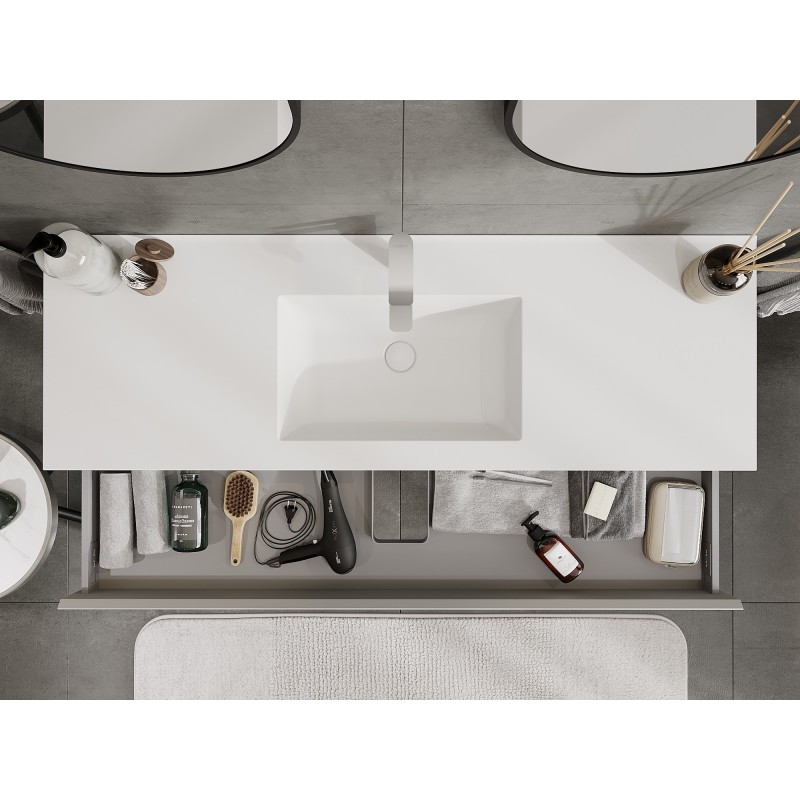 Mexen Orio 140 cm Bathroom Cabinet with Otis Sink, 1 Drawer, Grey Matte/White Matte - 91A10-14023-1-BF62-W18M01