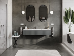 Mexen Orio bathroom cabinet 140 cm with Otis washbasin, 1 drawer, graphite matte/white matte - 91A10-14023-1-BF66-W18M01