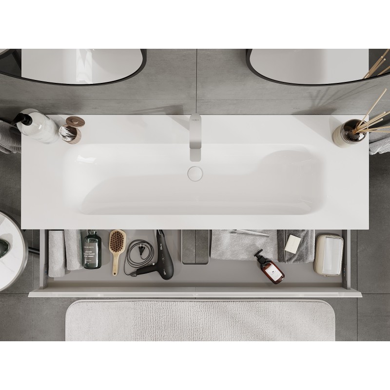 Mexen Orio 140 cm Bathroom Cabinet with Vela Sink, 1 Drawer, White Gloss - 91A10-14023-1-BF00-W23M00