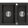 Mexen Carlos 1.5-bowl granite sink 582 x 475 mm, black/gold metallic, chrome siphon - 6518581500-75