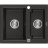 Mexen Carlos granite sink 1.5-bowl 582 x 475 mm, black/gold metallic, chrome siphon - 6518581500-75