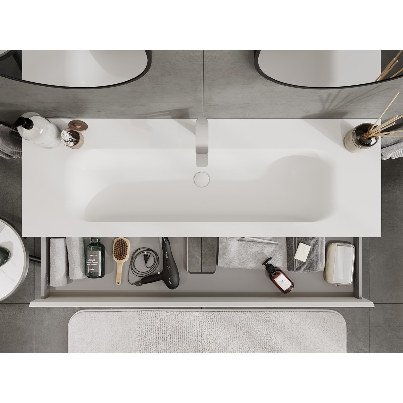 Mexen Orio bathroom cabinet 140 cm with Vela sink, 1 drawer, white matt - 91A10-14023-1-BF01-W23M01