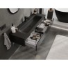Mexen Orio bathroom cabinet 140 cm with Vela sink, 1 drawer, black gloss/black matte - 91A10-14023-1-BF70-W23M71